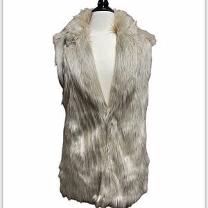 Beige Faux Fur Long Vest